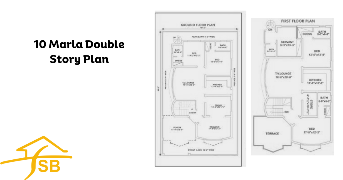 10 Marla Double Story 2D Plan